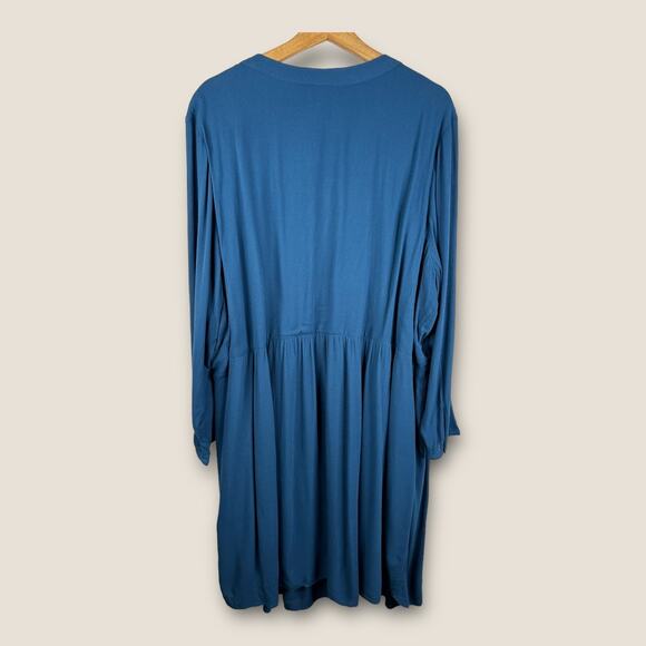 Old Navy Womens size 3X Long Sleeve Pleated Pintuck Tunic Dress Blue - Picture 2 of 10